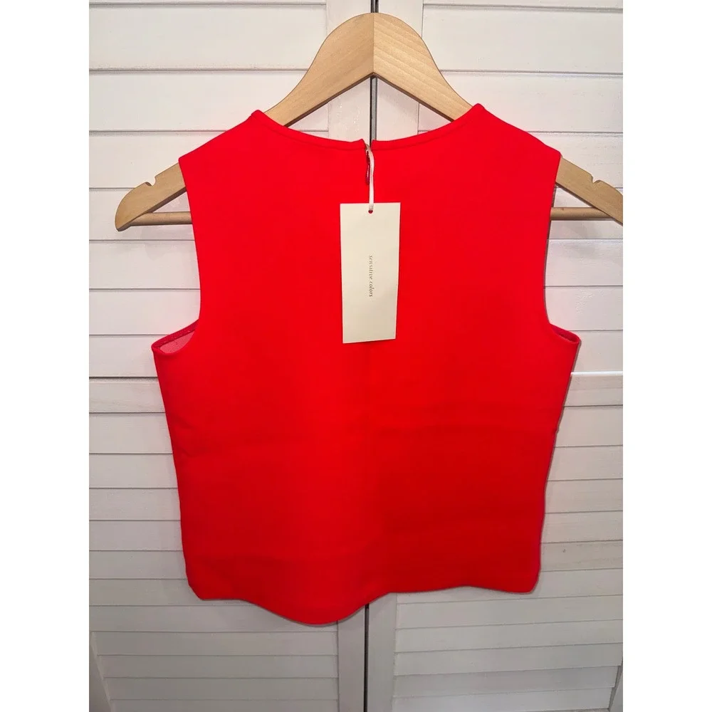 Kate Spade Sleeveless Bow Top Women Geranium Red Keyhole NJMU5699 Size 0